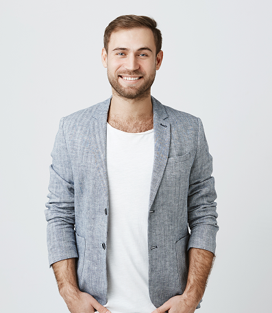 handsome male entrepreneur smiling cheerful 1